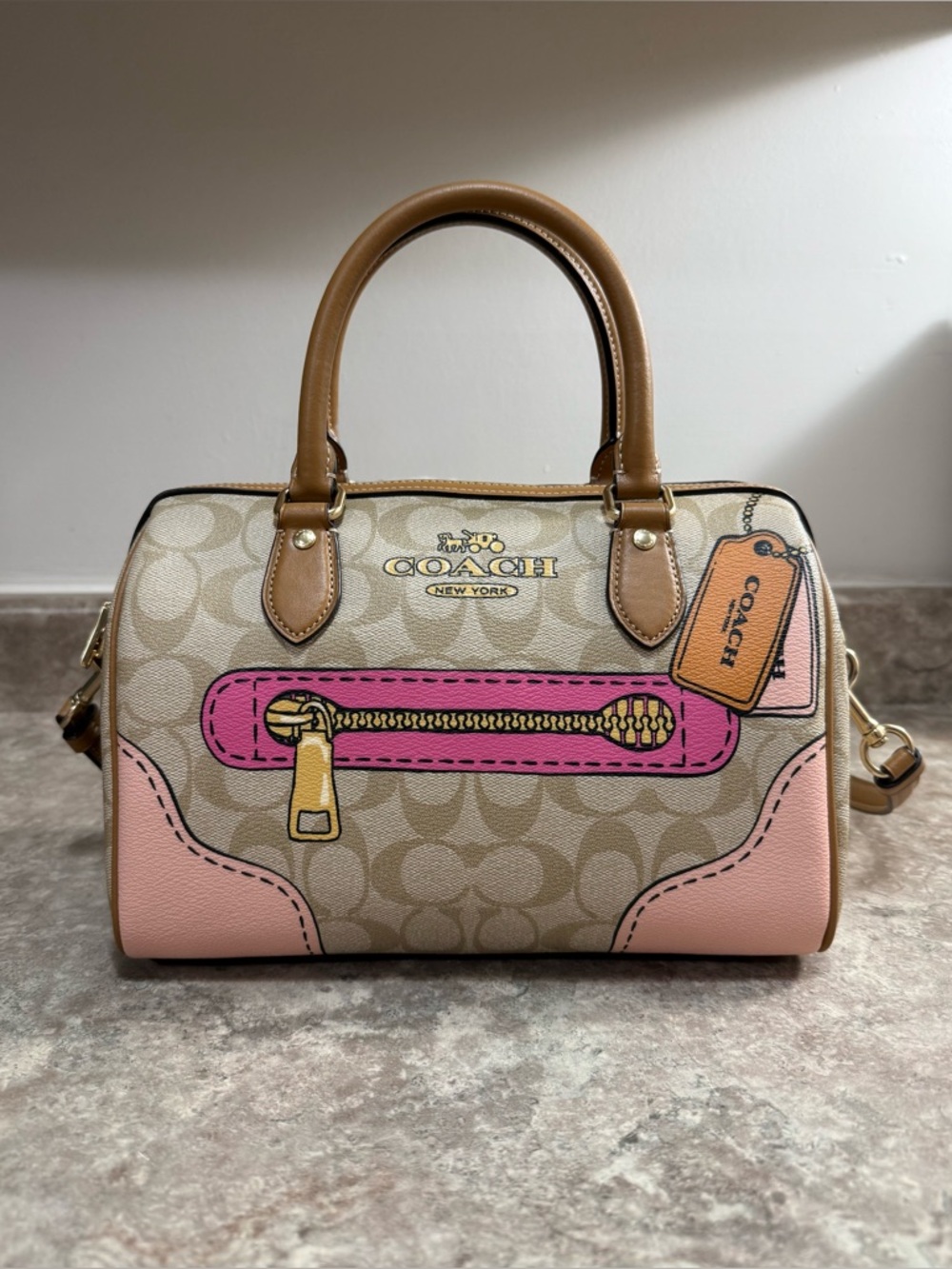 Coach Rowan Satchel in Signature Canvas with Trompe L’oeil Print